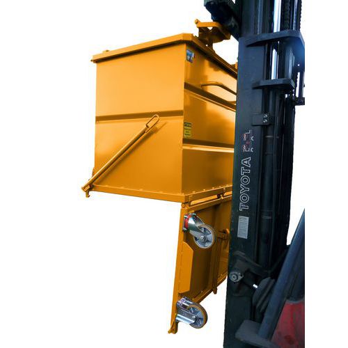 Bodemklepcontainer met beveiliging op wielen, Totale inhoud: 1000 L, Verrijdbaar: ja, Kleur: Geel
