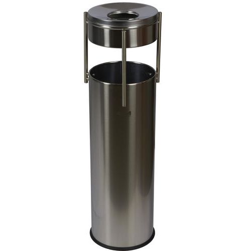 Poubelle à colonne en métal avec cendrier de 15 litres