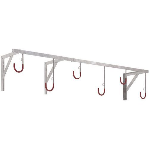 Fietsenrek wandmodel 3800, Totale lengte: 1900 mm, Aantal plaatsen: 6, Model: 3876, Materiaal: Staal