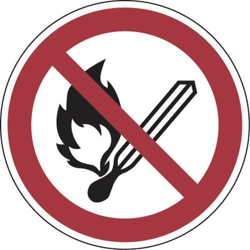 Panneau interdiction - Flamme nue interdite - Aluminium