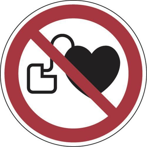 Panneau interdiction - Interdit aux personnes portant stimulateur cardiaque - Adhésif
