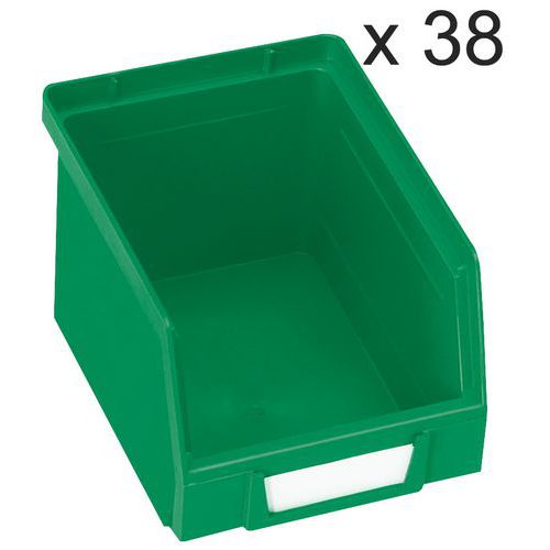 Set van 38 stapelbakken Kangourou - Lengte 240 mm - 3,5 L - Manutan