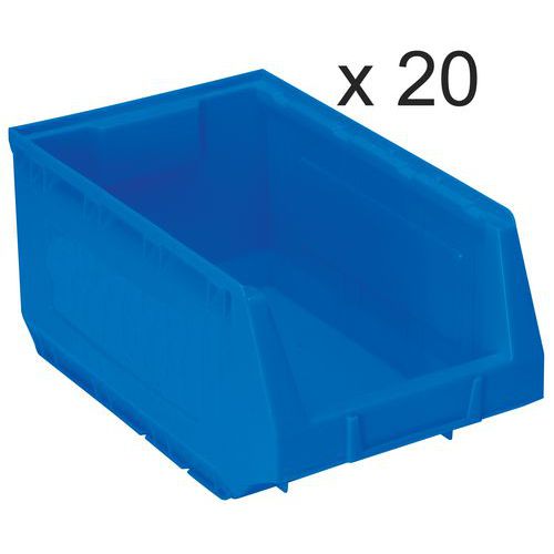 Set van 20 stapelbakken Kangourou - Lengte 345 mm - 10 L - Manutan
