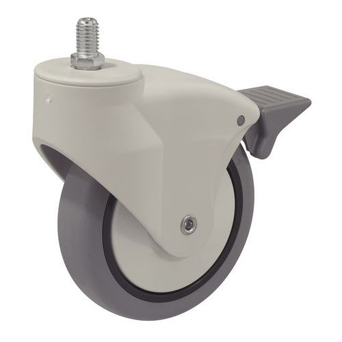 Zwenkwiel met rubberen loopvlak - Draagvermogen 70 kg - Stift