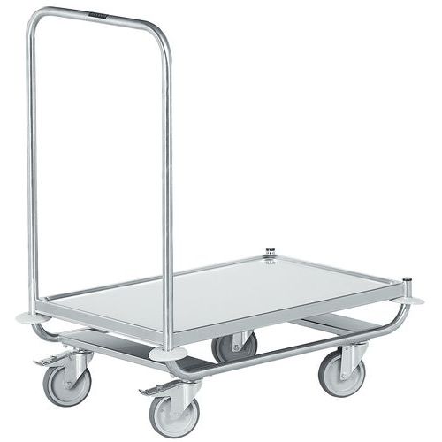 Platformwagen rvs met 1 vaste duwbeugel - Laadvermogen 120 kg