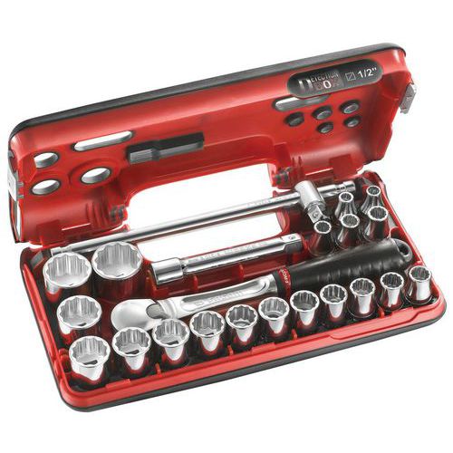 Dopsleutelset Metrisch 1/2 (12.5 mm) 22-delig - SL. DBOX412 - Facom