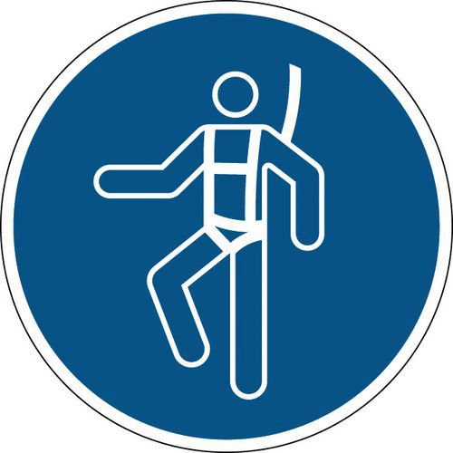 Panneau obligation rond - Harnais de sécurité obligatoire - Rigide Panneau obligation rond - Harnais de sécurité obligatoire - Rigide