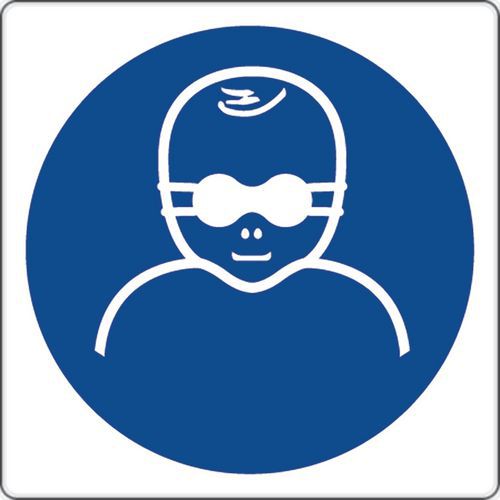 Gebodsbord - Dragen van bril met ondoorzichtige glazen voor kinderen - Aluminium