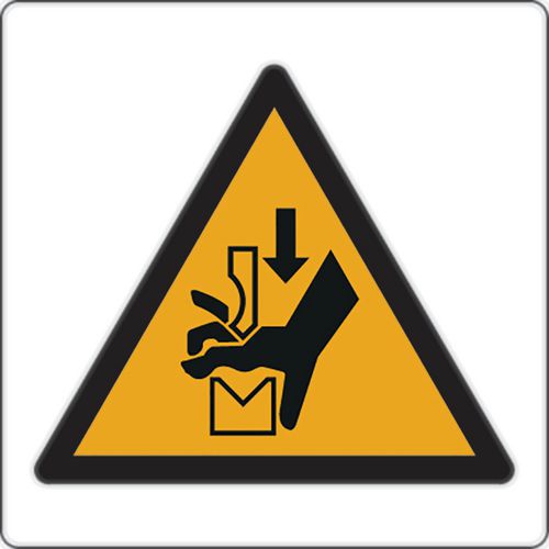 Waarschuwingsbord - Beknellingsgevaar voor handen in drukpers/rem - Aluminium