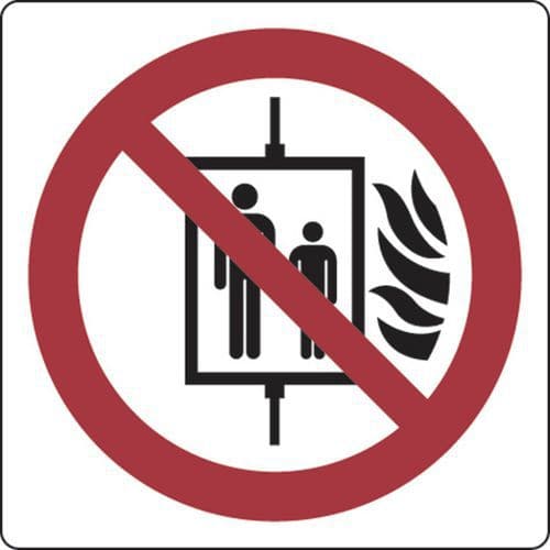 Verbodsbord - Gebruik van lift verboden bij brand - Aluminium