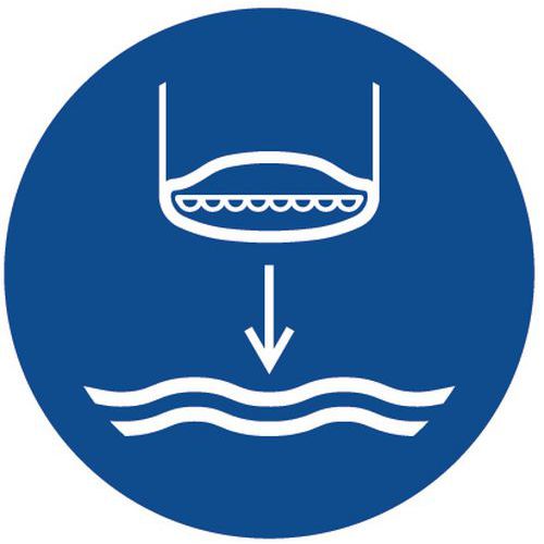 Panneau obligation - Mettre canot de sauvetage à l'eau - Aluminium Panneau obligation - Mettre canot de sauvetage à l'eau - Aluminium