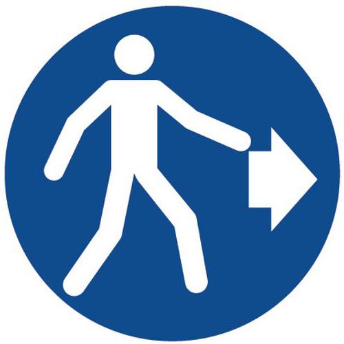 Gebodsbord - Voetgangers rechts - Aluminium Gebodsbord - Voetgangers rechts - Aluminium