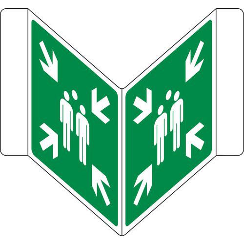 Evacuatiebord - Verzamelpunt (in V-vorm) - Aluminium