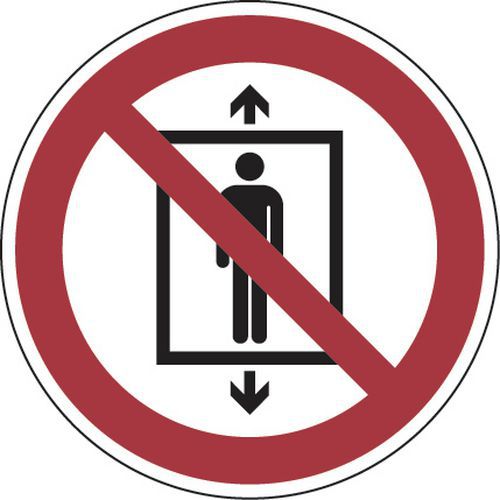 Panneau interdiction -Ascenseur interdit pour personnes - Aluminium ROND