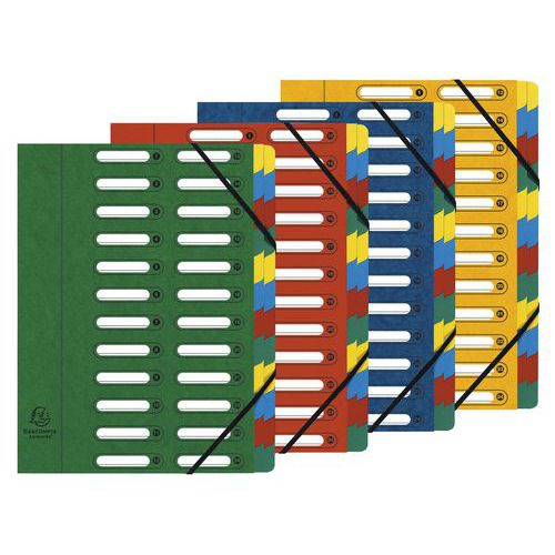 Sorteermap met vensters 24 vakken - verschillende kleuren - Set van 4