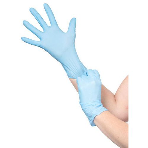 1135 Wegwerphandschoenen in poedervrij nitril, lengte 240 mm - Blauw