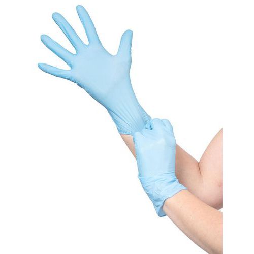 1135 Wegwerphandschoen in poedervrij nitril, lengte 240 mm - Blauw 1135 Wegwerphandschoen in poedervrij nitril, lengte 240 mm - Blauw