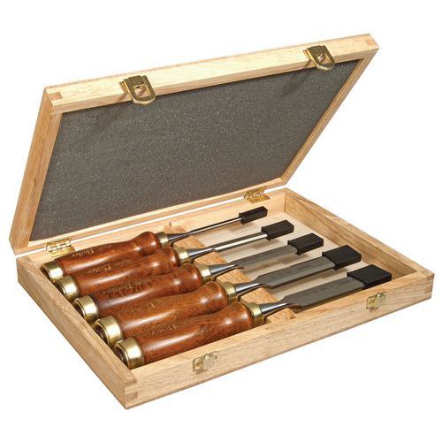 Coffret de 5 ciseaux à bois manche bois - Stanley