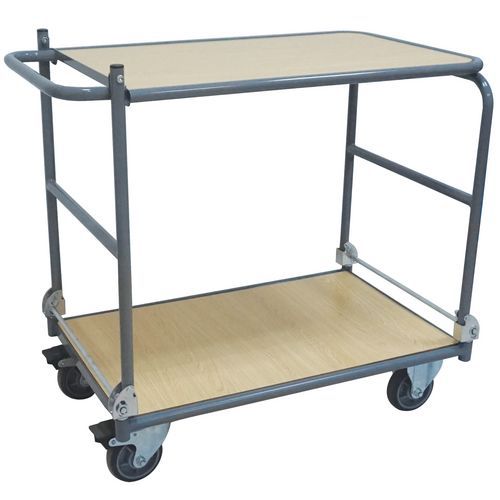 Inklapbare wagen - 2 plateaus - Draagvermogen 150 kg - Manutan Inklapbare wagen - 2 plateaus - Draagvermogen 150 kg - Manutan