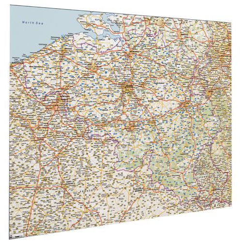 Carte routière magnétique Belgique Luxembourg 110 x 130 cm