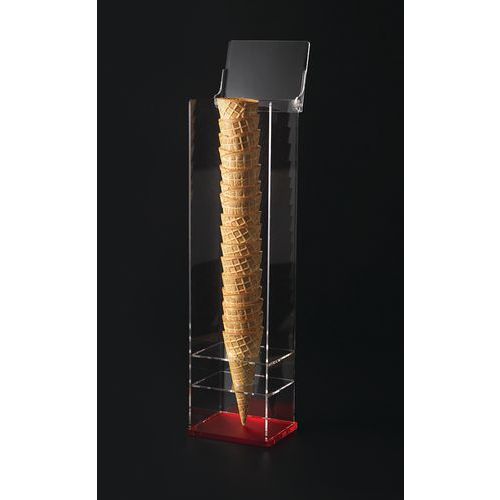 Houder verticaal voor ijshoorn, Materiaal: Acryl, Breedte: 12.5 cm, Lengte: 105 cm, Hoogte: 49.3 cm
