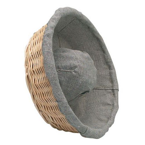 Rijsmand riet met ring, met linnen bekleed