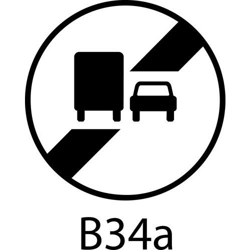 Signaalbord - B34a - Einde verbod voor vrachtwagens om motorvoertuigen in te halen