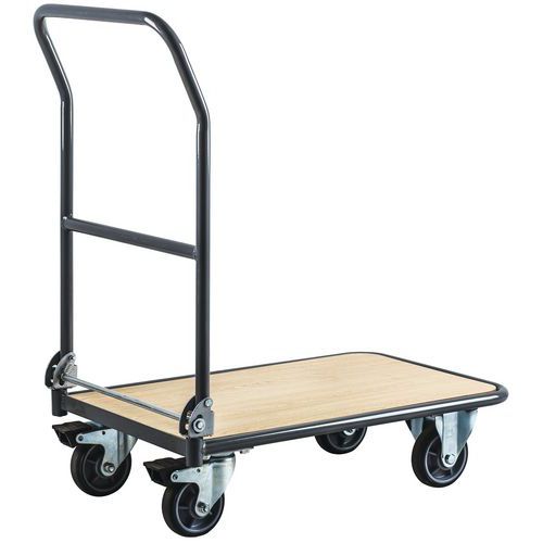 Wagen van staal met neerklapbare duwbeugel - Draagvermogen 250 kg - Manutan Wagen van staal met neerklapbare duwbeugel - Draagvermogen 250 kg - Manutan