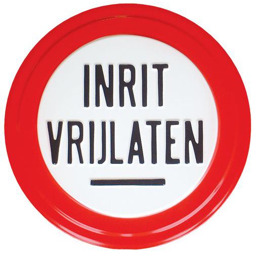 Panneau de signalisation - Uitrit / Inrit vrijlaten (sortie/entrée en néerlandais)