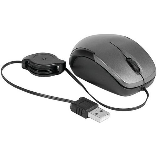 Mini-muis DACOMEX zwart met intrekbare USB-kabel