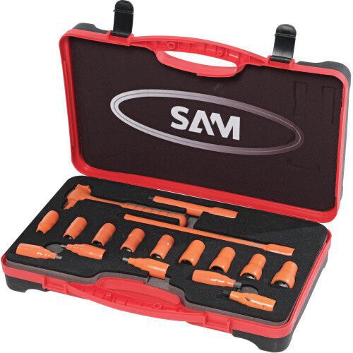 Coffret de 17 douilles et accessoires 3/8'' isolés 1000 V - Sam SAM