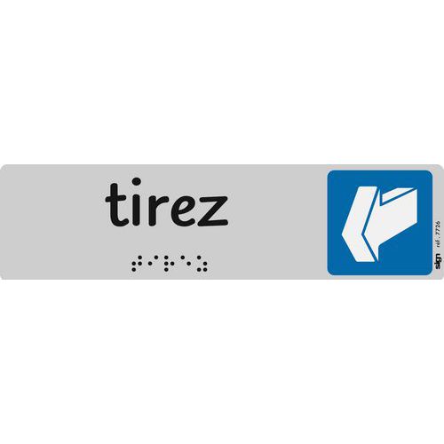 Plaque de signalisation en braille avec pictogramme 45 x 170 mm - Tirez