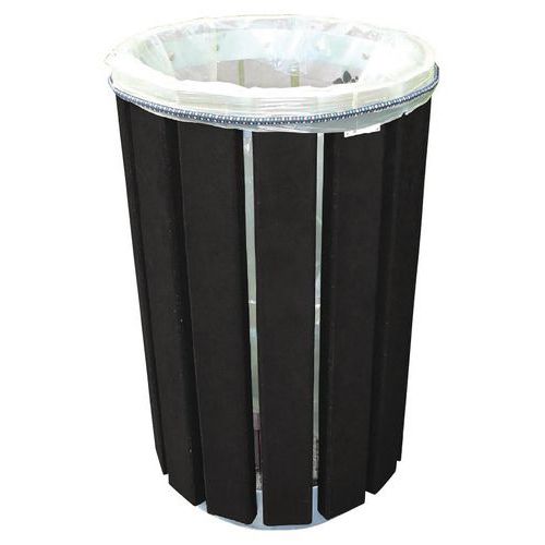 Afvalbak Escapade Eco rond - Bevestiging van de zak met elastiek - 90 l Afvalbak Escapade Eco rond - Bevestiging van de zak met elastiek - 90 l
