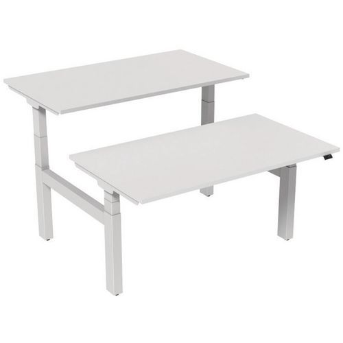 Bureau droit ergonomique Bench électrique 2 places - Kelli