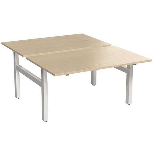 Recht bureau Bench 2 werkplekken verstelbaar H-vormig onderstel - Inesa