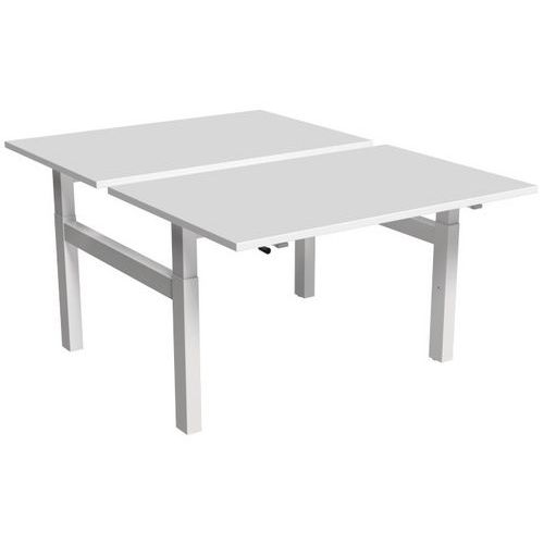 Bureau droit ergonomique Bench à manivelle 2 places piètement en H - Kelli