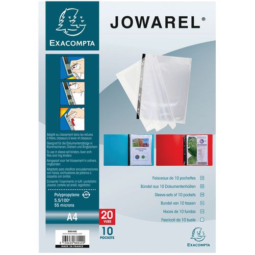 Insteekhoes universeel jowarel® pp 10 tassen 20 zichten A4 - Exacompta