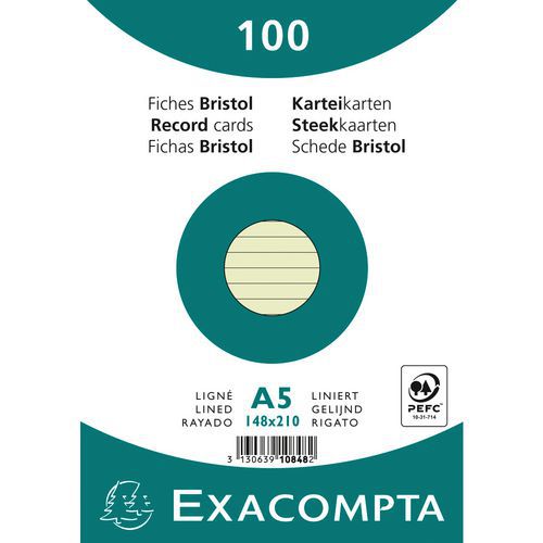 Steekkaart folie 100vel bristol gelijnd 148x210mm Excacompta