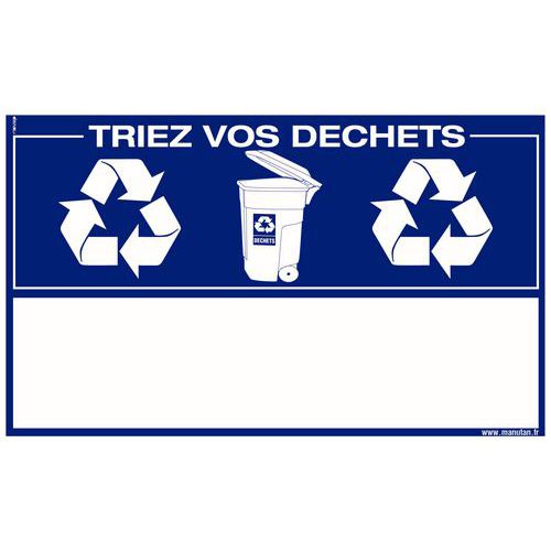 Panneau de signalisation développement durable - Triez vos déchets - Adhésif