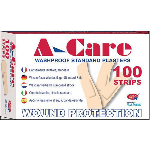 Doos met 100 pleisters assorti - Latexvrij of wasbestendig - Breed + normaal