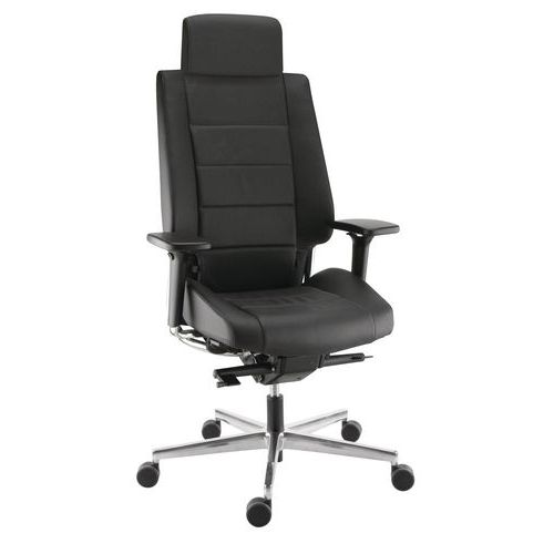 Fauteuil ergonomique avec tétière en cuir ou tissu - 24 heures Fauteuil ergonomique avec tétière en cuir ou tissu - 24 heures