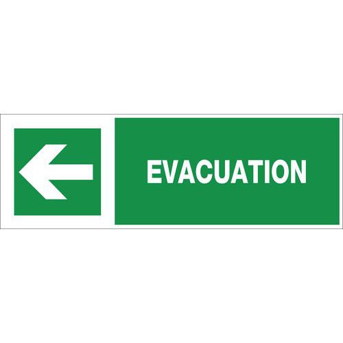 Noodevacuatiebord - Evacuatie pijl naar links - Hard