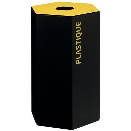 Vuilnisbak 50L voor afvalsortering Hexatri met slot, Totale inhoud: 50 L, Opening: Gleuf