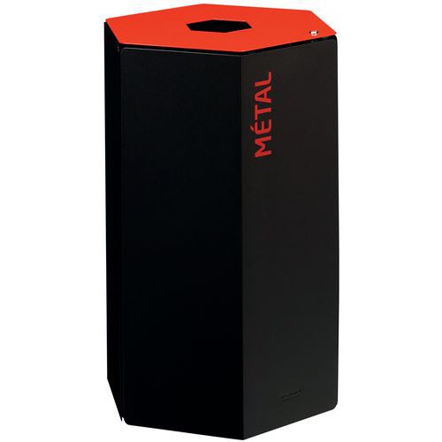 Vuilnisbak 50L voor afvalsortering Hexatri met slot, Totale inhoud: 50 L, Opening: Gleuf