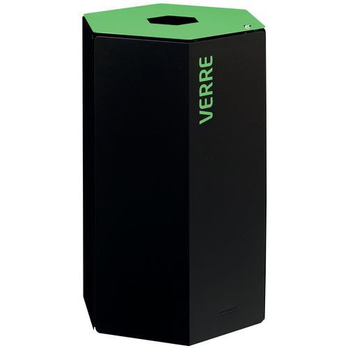 Vuilnisbak 50L voor afvalsortering Hexatri met slot, Totale inhoud: 50 L, Opening: Gleuf