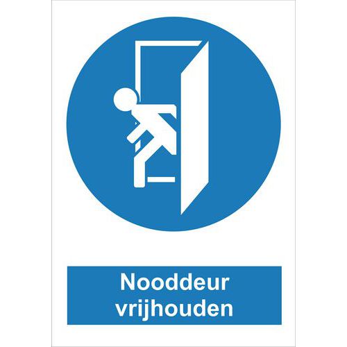 Gebodsbord - Nooddeur vrijhouden - Hard