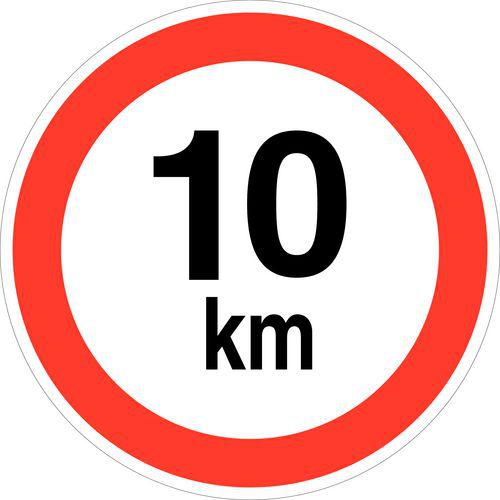 Verbodsbord - Snelheid beperkt tot 10 km/u - Hard