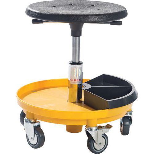Werkkruk van polyurethaan Sigma 400P, Stoel model: Laag, Voetensteun: ja, Zitbreedte: 32 cm, Zitdiepte: 36 cm