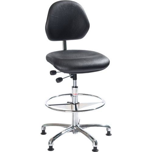 Gevulde stoel voor de werkplaats van imitatieleer, Zitting materiaal: Doek, Stoel model: Hoog