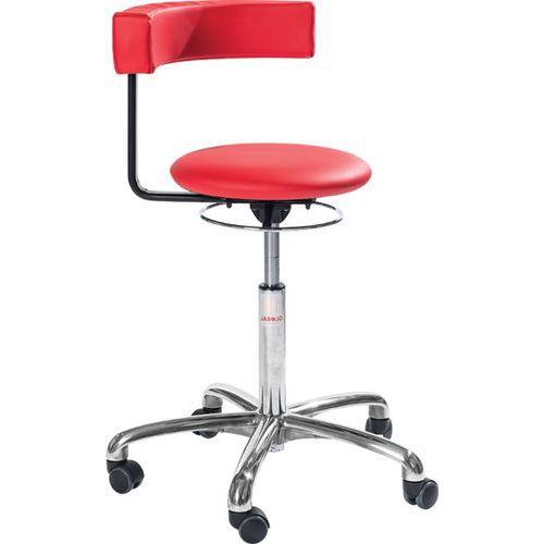 Gevulde stoel van imitatieleer, Zitting materiaal: Doek, Zitneiginstelling: ja, Kleur: Rood, Model: Laag